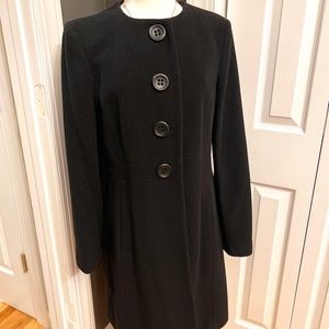 Boden Collarless Black Coat. From London. Their size 14 is our size 10. Like New